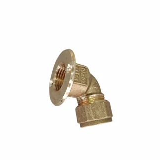 זווית 105 פקס NTM 16X1/2 שמתברגת לבית קיר. פליז Art ,428-NP של סדרת Winny-PEX, פנייה ב-105 מעלות בין הצינור למתאם הברז, יבוא NTM איטליה.
