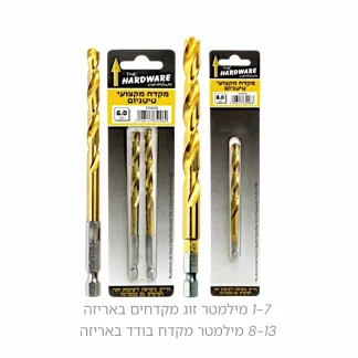 מקדח HSS למתכת ציפוי טיטניום וחיבור מהיר למברגה