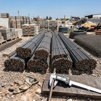 מוטות ברזל מצולע 8 מ"מ במחסן חומרי בניין